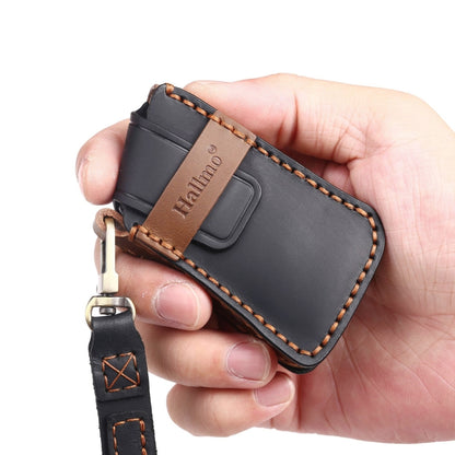 For Lexus 4-button Hallmo Car Cowhide Leather Key Protective Cover Key Case(Brown) by Hallmo