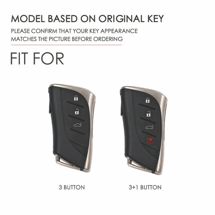 For Lexus 4-button Hallmo Car Cowhide Leather Key Protective Cover Key Case(Blue) - Car Key Cases by Hallmo | Online Shopping UK | buy2fix