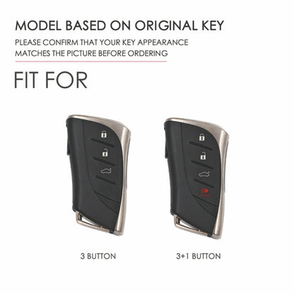 For Lexus 4-button Hallmo Car Cowhide Leather Key Protective Cover Key Case(Blue) - Car Key Cases by Hallmo | Online Shopping UK | buy2fix