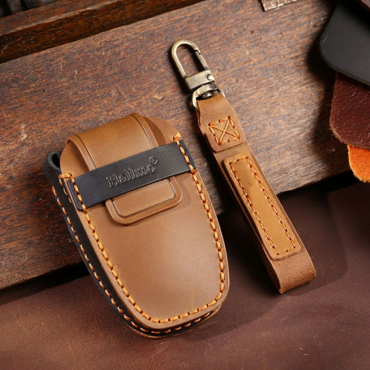 For Lincoln Hallmo Car Cowhide Leather Key Protective Cover Key Case(Brown) - Car Key Cases by Hallmo | Online Shopping UK | buy2fix