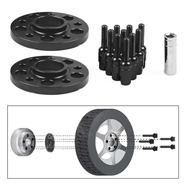 For Mercedes-Benz 15mm Car Modified Wheel Hub Flange Center Wheel Spacer with M12x1.5 Screws (Black) by buy2fix