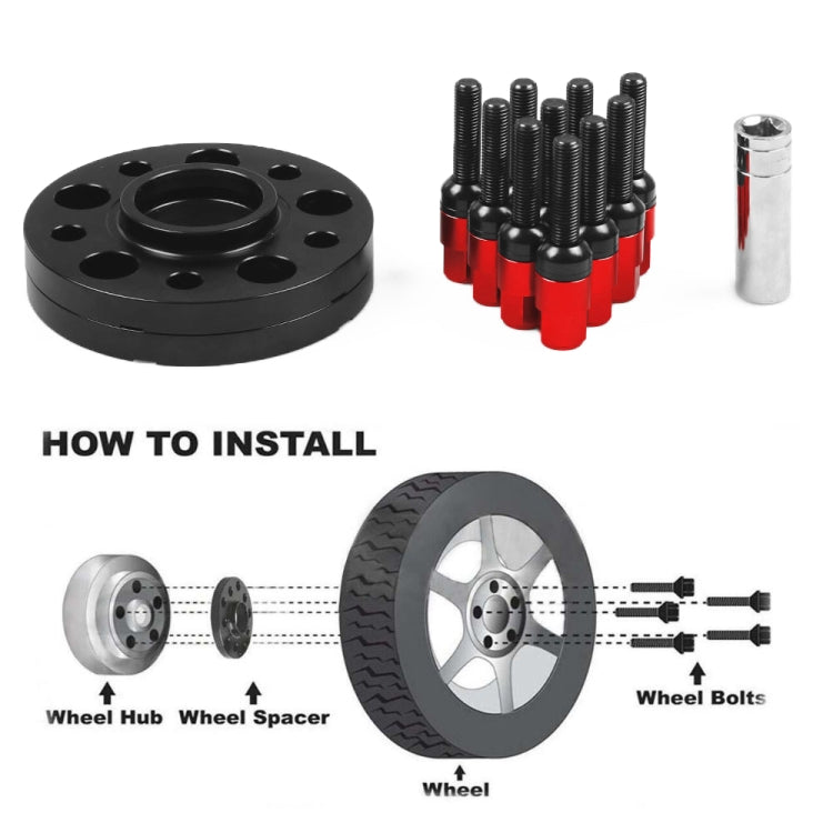 For Mercedes-Benz 20mm Car Modified Wheel Hub Flange Center Wheel Spacer with M12x1.5 Screws (Red) - Wheels Tires & Parts by buy2fix | Online Shopping UK | buy2fix