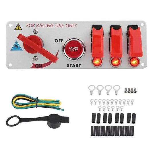 12V Racing Car LED Ignition Switch One Key Start Combination Panel - Car Switches by buy2fix | Online Shopping UK | buy2fix