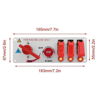 12V Racing Car LED Ignition Switch One Key Start Combination Panel - Car Switches by buy2fix | Online Shopping UK | buy2fix