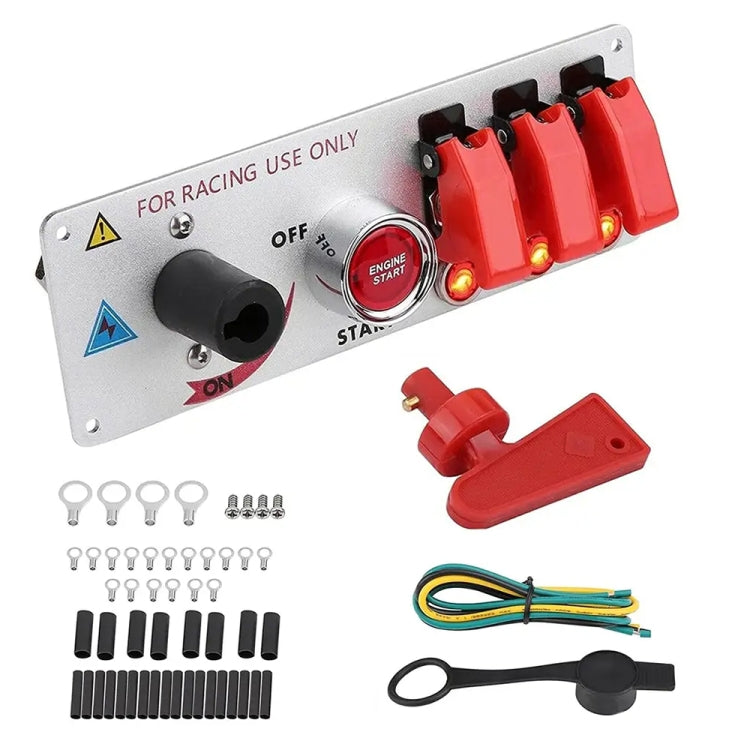 12V Racing Car LED Ignition Switch One Key Start Combination Panel - Car Switches by buy2fix | Online Shopping UK | buy2fix