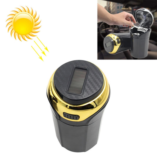 N12B Car Creative Ashtray Solar Power With Light And Cover Car Supplies (Gold) by buy2fix