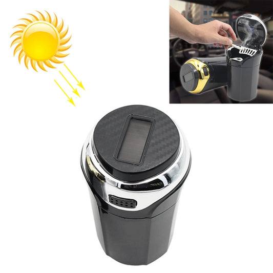 N12B Car Creative Ashtray Solar Power With Light And Cover Car Supplies (Silver) - Ashtrays by buy2fix | Online Shopping UK | buy2fix