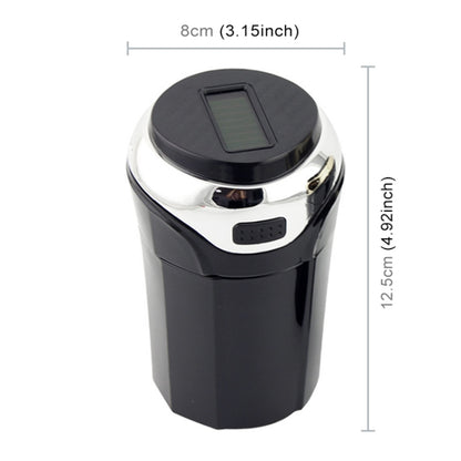 N12B Car Creative Ashtray Solar Power With Light And Cover Car Supplies (Silver) - Ashtrays by buy2fix | Online Shopping UK | buy2fix