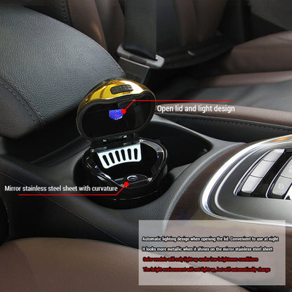 N12B Car Creative Ashtray Solar Power With Light And Cover Car Supplies (Silver) - Ashtrays by buy2fix | Online Shopping UK | buy2fix