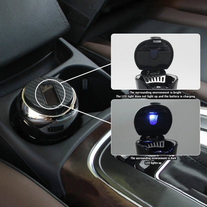 N12B Car Creative Ashtray Solar Power With Light And Cover Car Supplies (Silver) - Ashtrays by buy2fix | Online Shopping UK | buy2fix