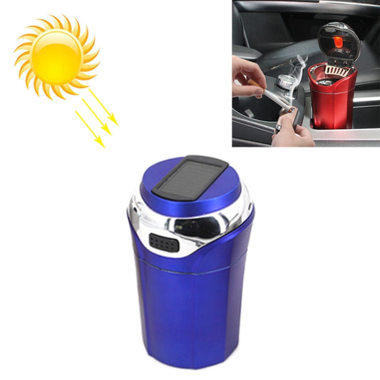 N12E Car Creative Ashtray Solar Power With Light And Cover With Cigarette Liighter (Blue) - Ashtrays by buy2fix | Online Shopping UK | buy2fix