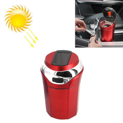 N12E Car Creative Ashtray Solar Power With Light And Cover With Cigarette Liighter (Red) - Ashtrays by buy2fix | Online Shopping UK | buy2fix