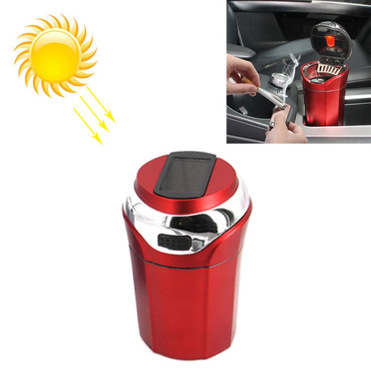 N12E Car Creative Ashtray Solar Power With Light And Cover With Cigarette Liighter (Red) - Ashtrays by buy2fix | Online Shopping UK | buy2fix