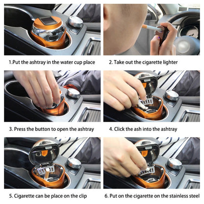 N12E Car Creative Ashtray Solar Power With Light And Cover With Cigarette Liighter (Blue) - Ashtrays by buy2fix | Online Shopping UK | buy2fix