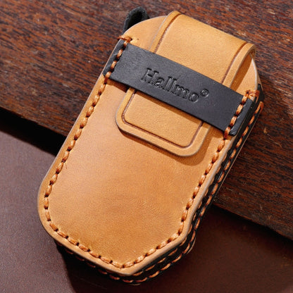 For KIA Carnival EX / SX Hallmo Car Cowhide Leather Key Protective Cover Key Case(Brown) - Car Key Cases by Hallmo | Online Shopping UK | buy2fix