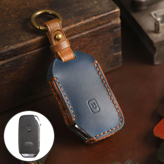 For Kia Sorento Hallmo Car Cowhide Leather Key Protective Cover Key Case(Blue) - Car Key Cases by Hallmo | Online Shopping UK | buy2fix