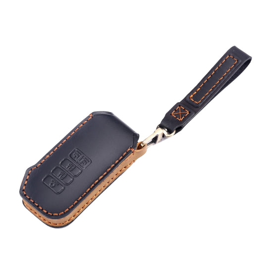 For Kia 5-button Hallmo Car Cowhide Leather Key Protective Cover Key Case(Brown) - Car Key Cases by Hallmo | Online Shopping UK | buy2fix