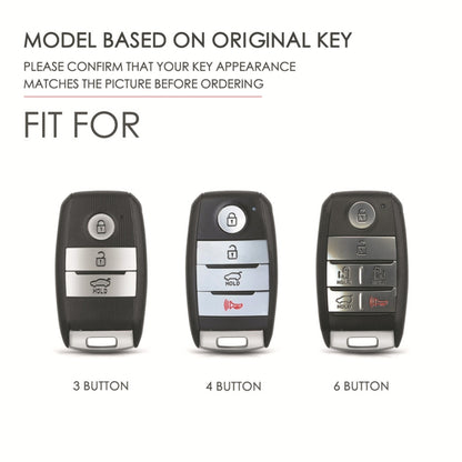 For Kia C133 4-button Hallmo Car Cowhide Leather Key Protective Cover Key Case(Blue) - Car Key Cases by Hallmo | Online Shopping UK | buy2fix