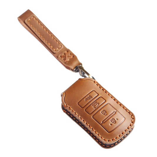 For Kia K4 Hallmo Car Cowhide Leather Key Protective Cover Key Case(Brown) - Car Key Cases by Hallmo | Online Shopping UK | buy2fix