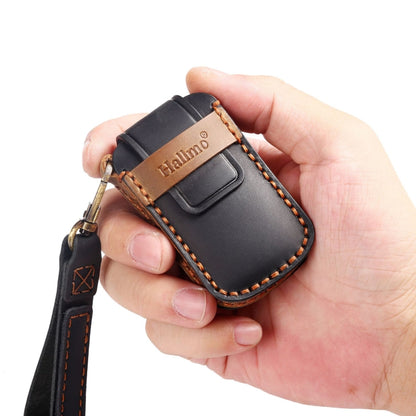 For Kia K4 Hallmo Car Cowhide Leather Key Protective Cover Key Case(Black) - Car Key Cases by Hallmo | Online Shopping UK | buy2fix
