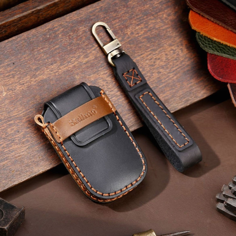 For Kia Sportage R / K5 / K4 / K2 / KX3 Hallmo A Style Car Cowhide Leather Key Protective Cover Key Case(Black) - Car Key Cases by Hallmo | Online Shopping UK | buy2fix