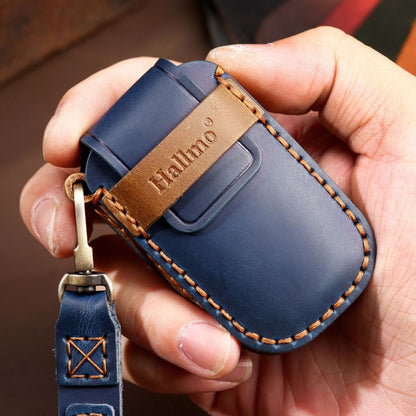 For Kia Sportage R / K5 / K4 / K2 / KX3 Hallmo A Style Car Cowhide Leather Key Protective Cover Key Case(Blue) - Car Key Cases by Hallmo | Online Shopping UK | buy2fix