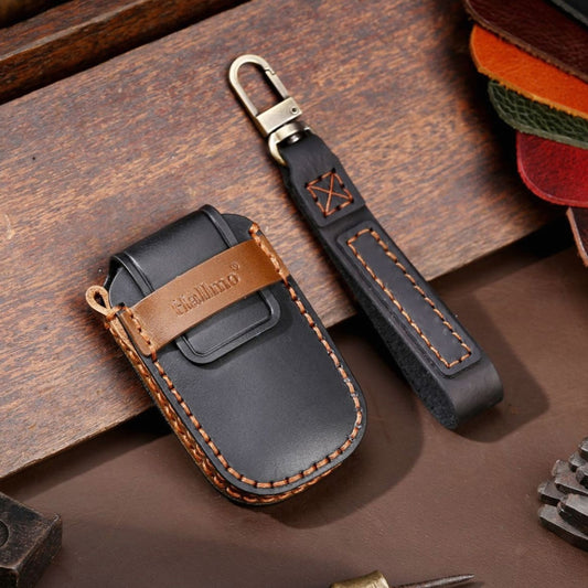 For Kia Sportage R / K5 / K4 / K2 / KX3 Hallmo B Style Car Cowhide Leather Key Protective Cover Key Case(Black) - Car Key Cases by Hallmo | Online Shopping UK | buy2fix