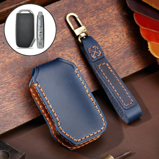 For Kia Sportage R / K5 / K4 / K2 / KX3 Hallmo B Style Car Cowhide Leather Key Protective Cover Key Case(Blue)