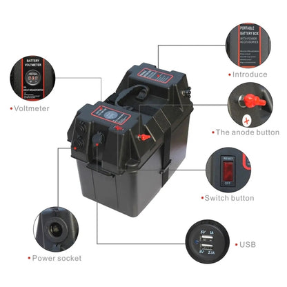 Outdoor Portable Multifunctional Battery Box 12V USB Output Emergency Power Supply by buy2fix