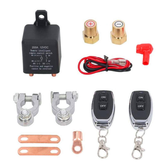Isolateur de batterie sans fil à distance de relais de voiture ZL180 12V 200A avec clip de batterie x 2 et télécommande x 2