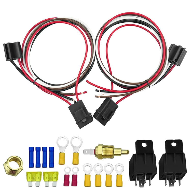 Car 12V 40A 175-185 Degree Thermostat Dual Electric Cooling Fan Wiring Relay Sensor Kit - DIY Cables by buy2fix | Online Shopping UK | buy2fix