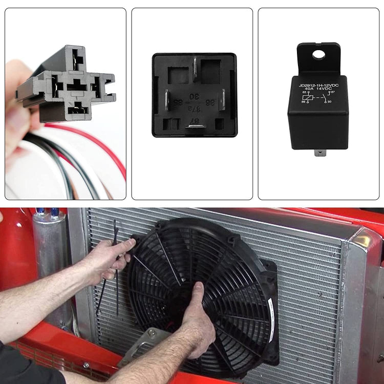 Car 12V 40A 175-185 Degree Thermostat Dual Electric Cooling Fan Wiring Relay Sensor Kit - DIY Cables by buy2fix | Online Shopping UK | buy2fix