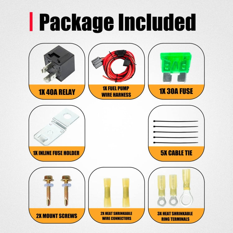 Universal 12V Electric Fuel Pump Relay Kit - DIY Cables by buy2fix | Online Shopping UK | buy2fix