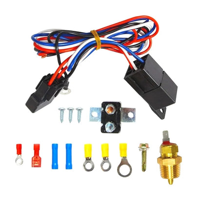 Car 12V 40A 175-185 Degree Electric Cooling Fan Thermostat Temperature Sensor Switch Set by buy2fix