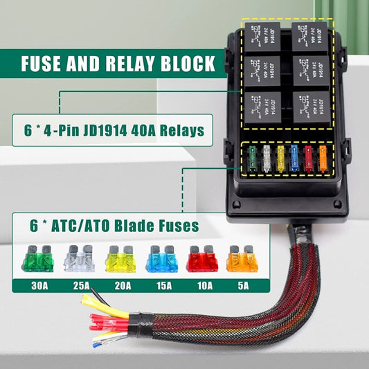 24V 4 Pin Car 6 Slots IP66 Waterproof Relay Fuse Box with Cable by buy2fix