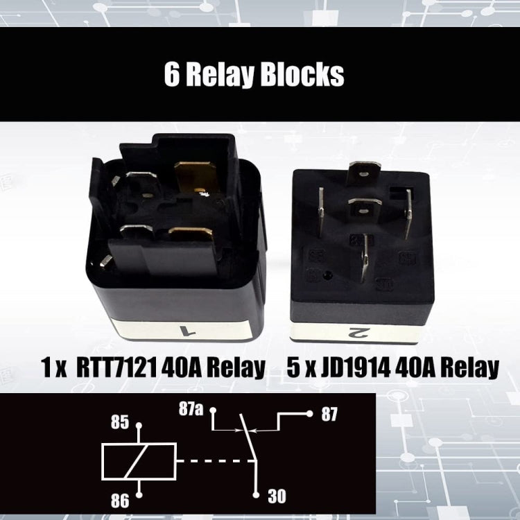 12V 5 Pin Car 6 Slots Waterproof Relay Fuse Box with Cable - Fuse by buy2fix | Online Shopping UK | buy2fix