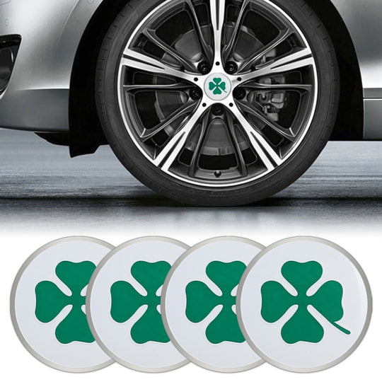 4 in 1 Car Four Leaf Clover Pattern Wheel Hub Decorative Sticker, Diameter: 5.8cm(White)