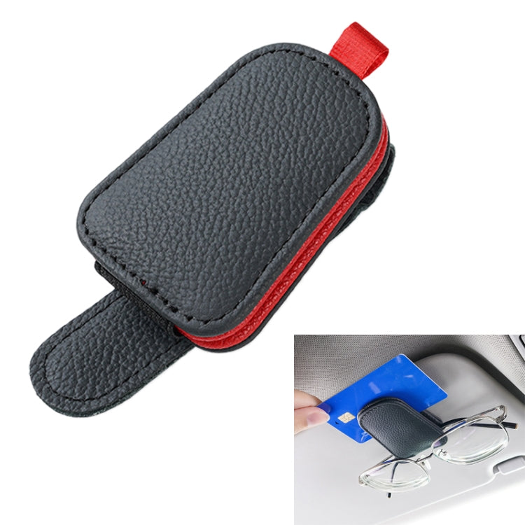 Car Sun Visor Glasses Clip Multi-functional Card Storage Bracket (Black Red) by buy2fix