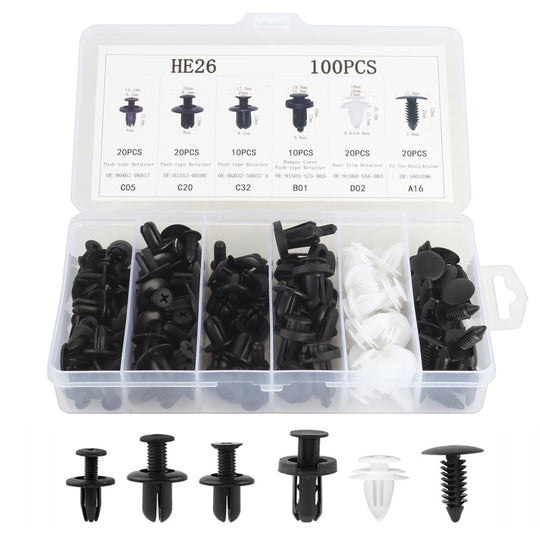 Ensemble de clips à rivets universels pour attaches en plastique pour voiture, 100 en 1