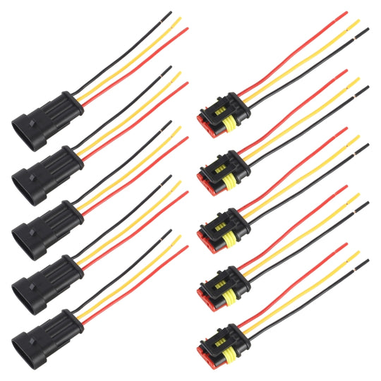 10 pièces 3P prise étanche de voiture connecteur de voiture enfichable, longueur ： 10 cm