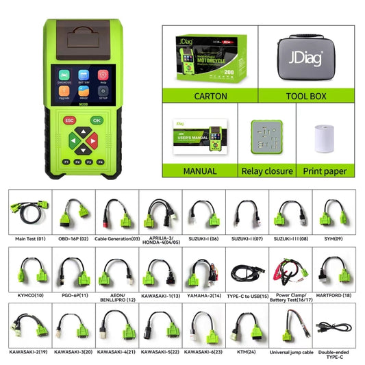 JDiag M200 8V-30V OBD Motorcycles Diagnostic Instrument with Data Printing, Full Version - Code Readers & Scan Tools by buy2fix | Online Shopping UK | buy2fix