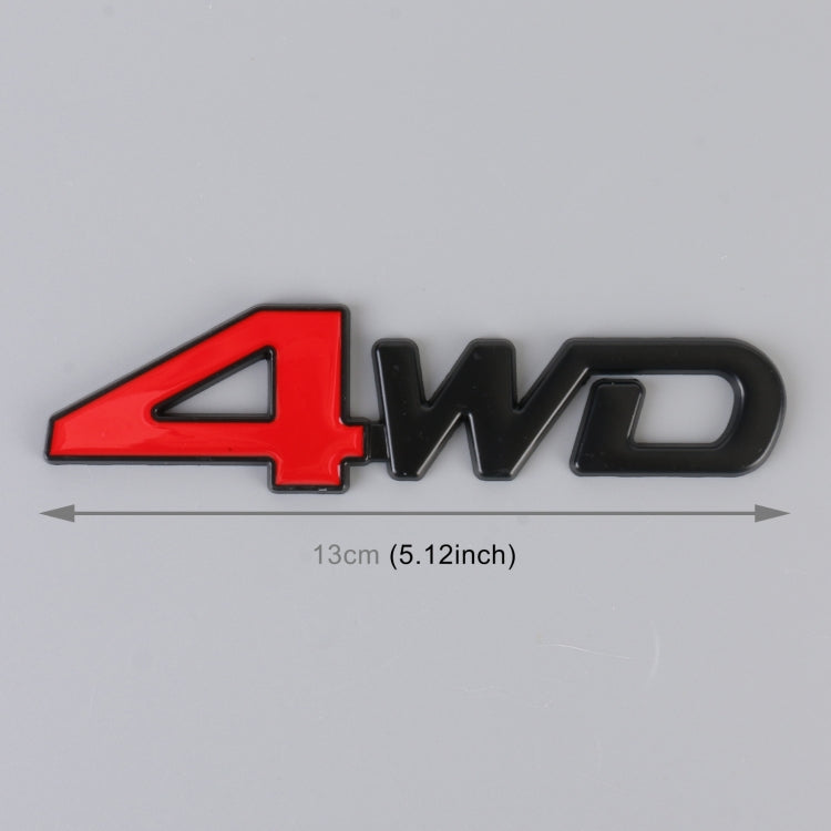 Car 4WD Personalized Aluminum Alloy Decorative Stickers, Size: 13x3.5x0.3cm (Black Red) by buy2fix