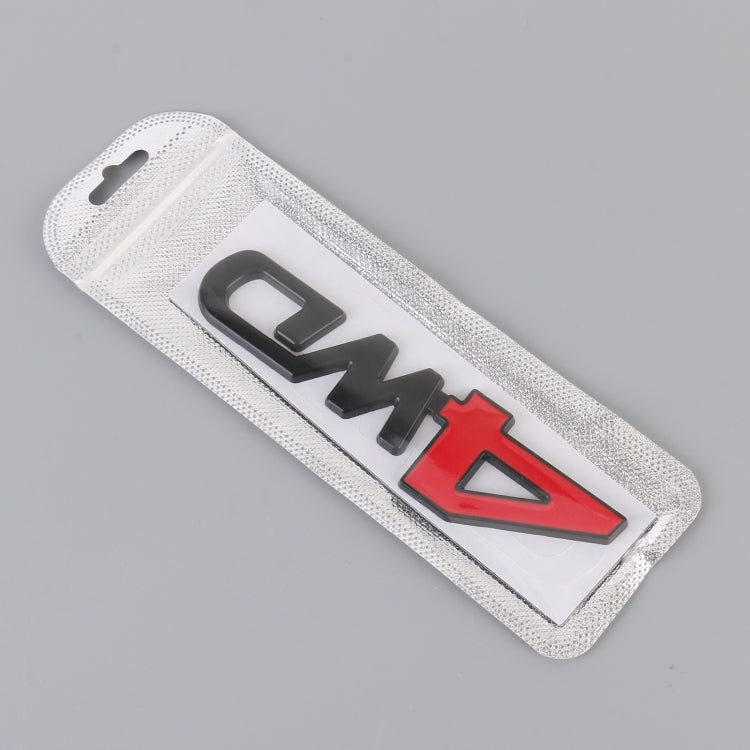 Car 4WD Personalized Aluminum Alloy Decorative Stickers, Size: 13x3.5x0.3cm (Black Red) by buy2fix