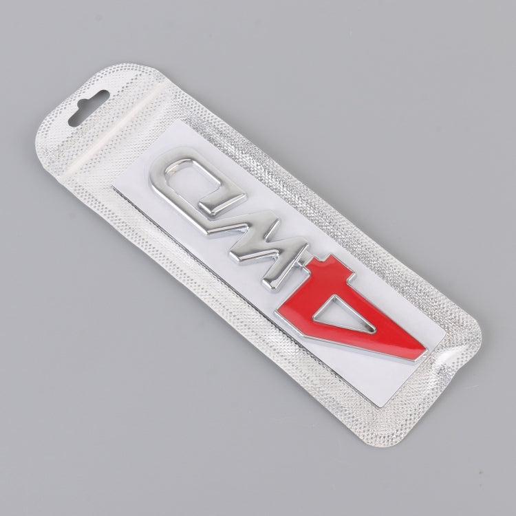 Car 4WD Personalized Aluminum Alloy Decorative Stickers, Size: 13x3.5x0.3cm (Silver+Red) by buy2fix