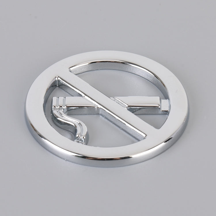Car No Smoking Sign Personalized Aluminum Alloy Decorative Sticker, Size: 5 x 0.33cm (Silver) by buy2fix