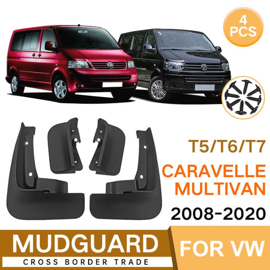 For Multivan Carvelle T5/T6 2008-2020 4pcs/Set Car Auto Soft Plastic Splash Flaps Fender Guard - Mudguards by buy2fix | Online Shopping UK | buy2fix