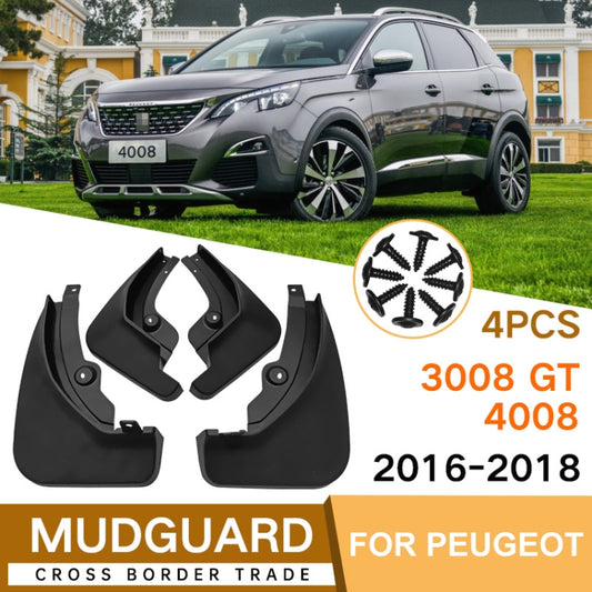 For Peugeot 4008 / 3008GT 2016-2021 4pcs/Set Car Auto Soft Plastic Splash Flaps Fender Guard - Mudguards by buy2fix | Online Shopping UK | buy2fix