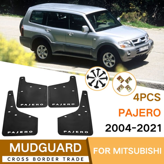 For Mitsubishi PAJERO 2004-2021 4pcs/Set Car Auto Soft Plastic Splash Flaps Fender Guard - Mudguards by buy2fix | Online Shopping UK | buy2fix