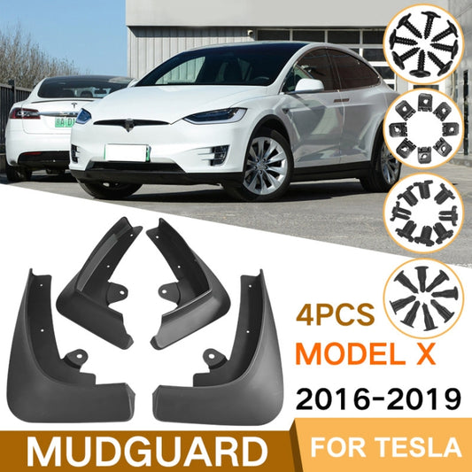 For TESLA MODEL X 2016-2021 4pcs/Set Car Auto Soft Plastic Splash Flaps Fender Guard - Mudguards by buy2fix | Online Shopping UK | buy2fix