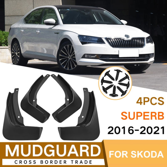 For Skoda Superb 2016-2021 4pcs/Set Car Auto Soft Plastic Splash Flaps Fender Guard - Mudguards by buy2fix | Online Shopping UK | buy2fix